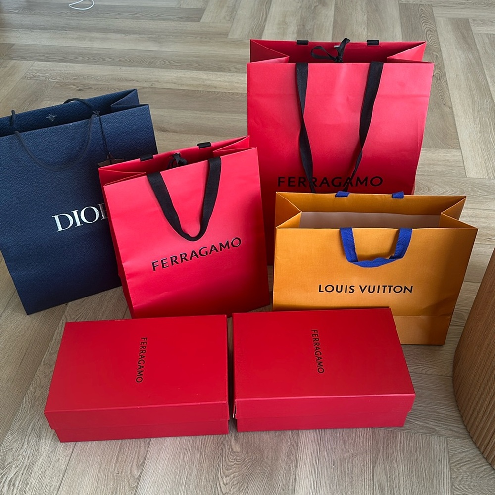 Designer bags and shoe boxes